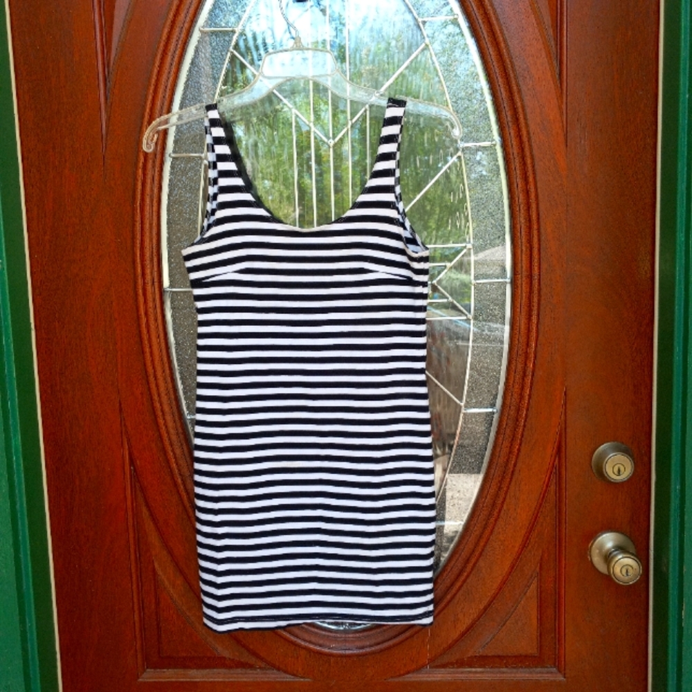 Divided H&M Basic Black/White Striped Tank Top Size S